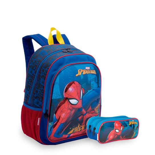 Kit Spiderman 19X Infantil Sestini - Mochila + Estojo - Azul Menor preço em Kit Spiderman 19X Infantil Sestini - Mochila + Estojo - Azul