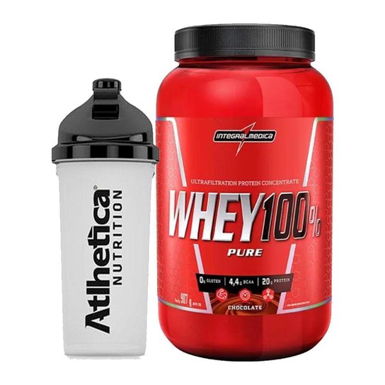 Kit Super Whey Protein 100% Pure 907g - IntegralMédica + Coqueteleira blender 700ml - Atlhetica Menor preço em Kit Super Whey Protein 100% Pure 907g - IntegralMédica + Coqueteleira blender 700ml - Atlhetica