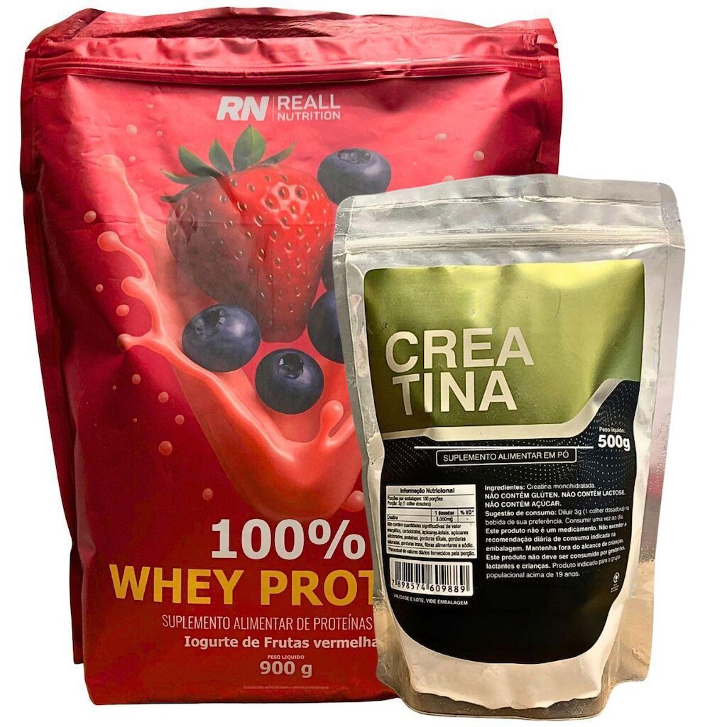 Kit Suplemento Whey 100% Puro + Creatina Monohidratada 500g