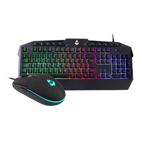 Kit Teclado e Mouse Mancer MCR212 Rainbow RGB, MCR-212-KIT01 - Preto