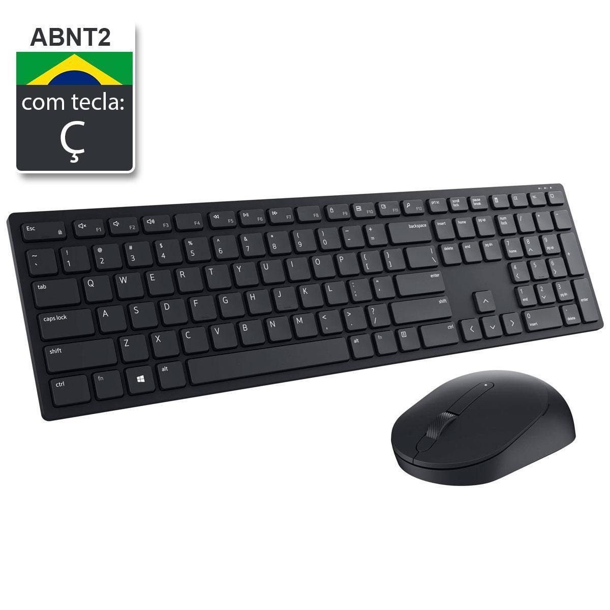 Kit Teclado e Mouse sem Fio Dell KM5221W Wireless Pro - ABNT2 - 1600dpi - Receptor USB Menor preço em Kit Teclado e Mouse sem Fio Dell KM5221W Wireless Pro - ABNT2 - 1600dpi - Receptor USB