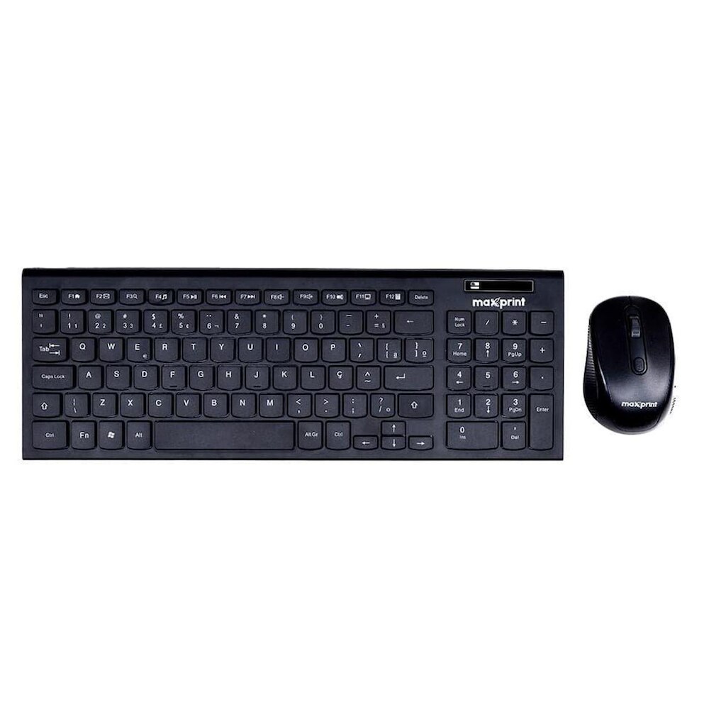Kit Teclado e Mouse Sem Fio MAXPRINT, Teclas slim, Mouse 1500DPI, Preto - 60000157