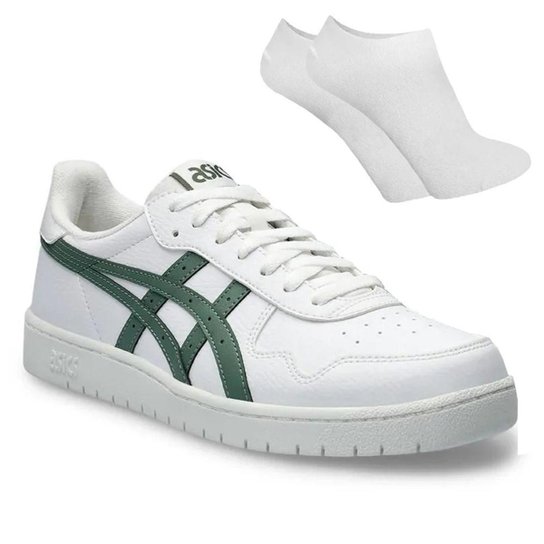 Kit Tênis Asics Japan Masculino + Par de Meia - Branco Menor preço em Kit Tênis Asics Japan Masculino + Par de Meia - Branco