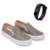 Kit Tênis Casual Feminino Macio Legítimo Slip On com Glitter + Relógio Touch Digital - Dourado