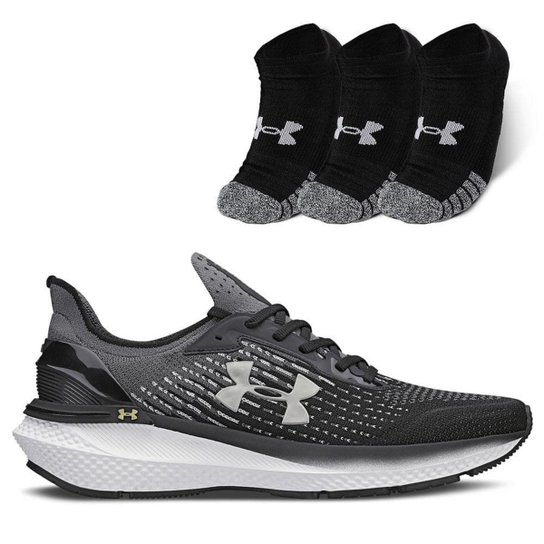 Kit Tênis Charged Advance + Meia Heatgear - Pacote com 3 pares Under Armour Unissex Kit Tênis Charge - Preto Menor preço em Kit Tênis Charged Advance + Meia Heatgear - Pacote com 3 pares Under Armour Unissex Kit Tênis Charge - Preto