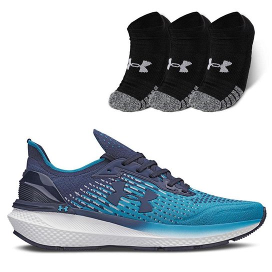Kit Tênis Charged Advance + Meia Heatgear - Pacote com 3 pares Under Armour Unissex Kit Tênis Charge - Azul Menor preço em Kit Tênis Charged Advance + Meia Heatgear - Pacote com 3 pares Under Armour Unissex Kit Tênis Charge - Azul