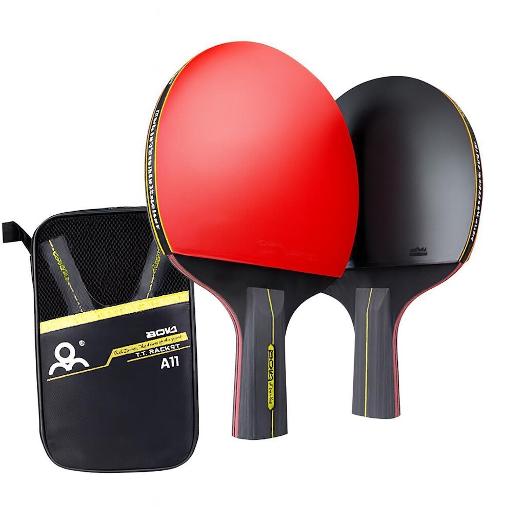 Kit Tênis De Mesa Boli 6.0 Series - 2 Raquetes Short 6 Estrela Profissional e 1 Mesh Bag