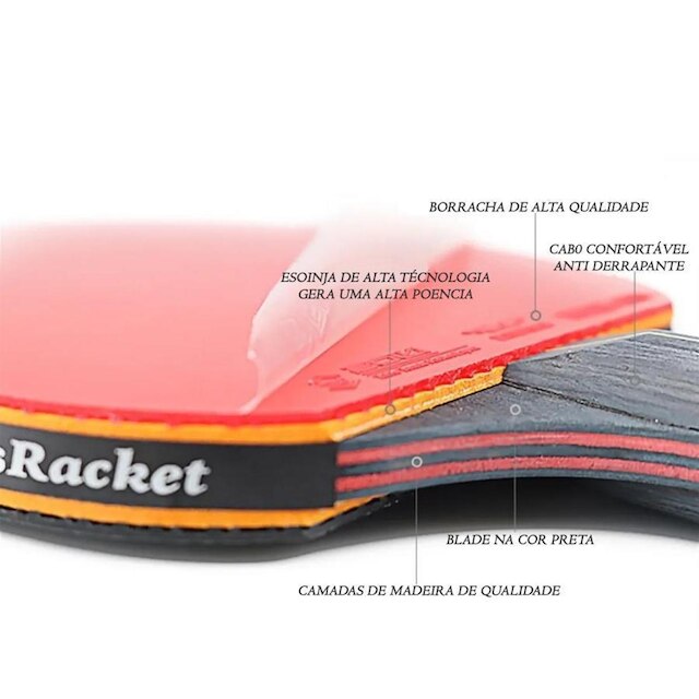 Kit Tênis De Mesa Boli 6.0 Series - 2 Raquetes Short 6 Estrela Profissional e 1 Mesh Bag