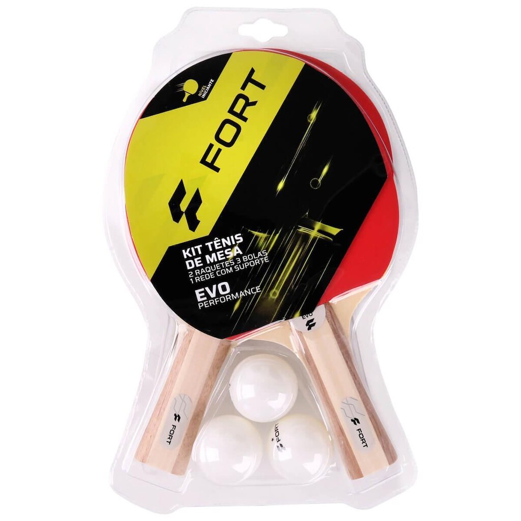 Kit Tênis de Mesa Evo 2 Raquetes 3 Bolas 1 Rede Com Suporte