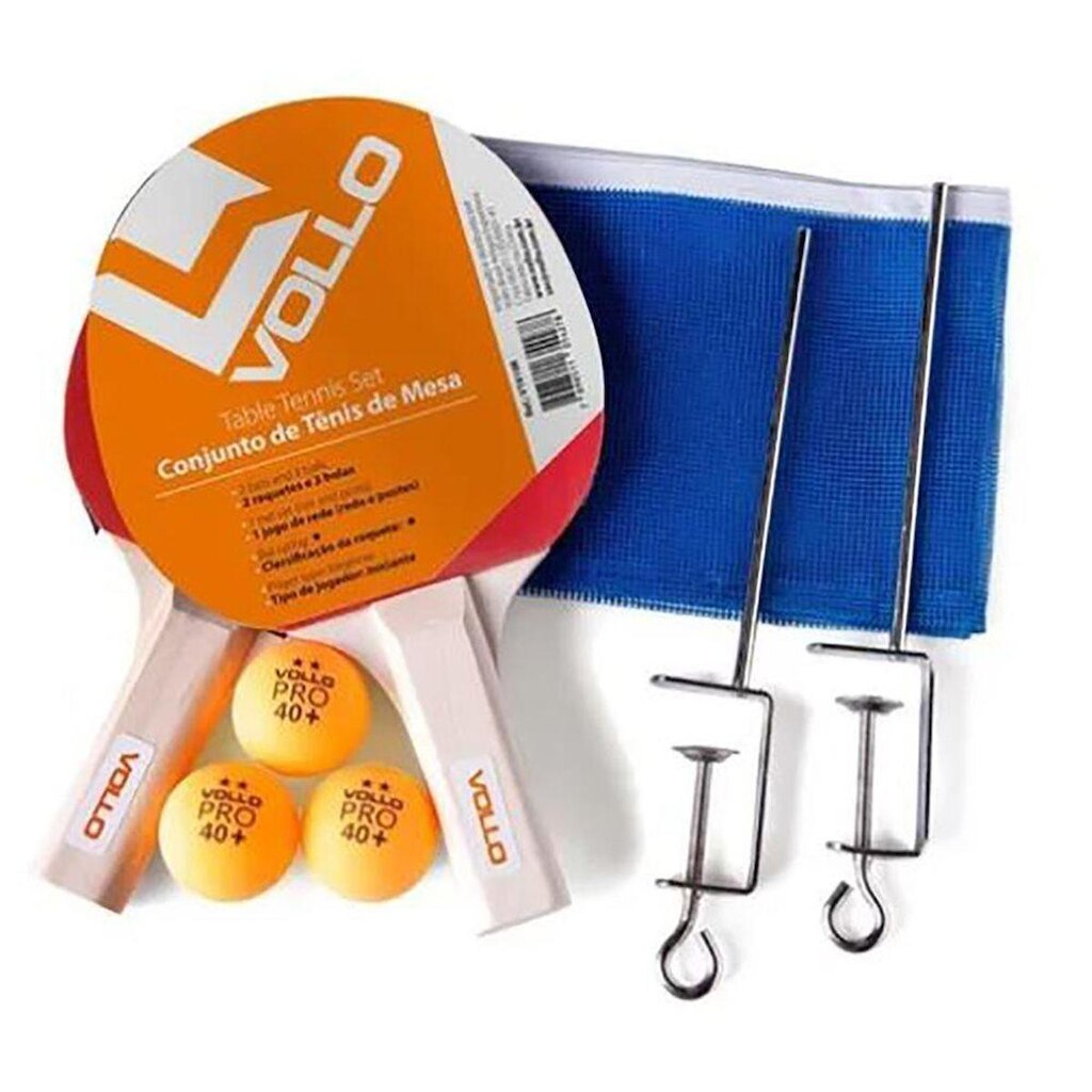 Kit Tênis De Mesa Vollo (2 Raquetes + 3 Bolas + S