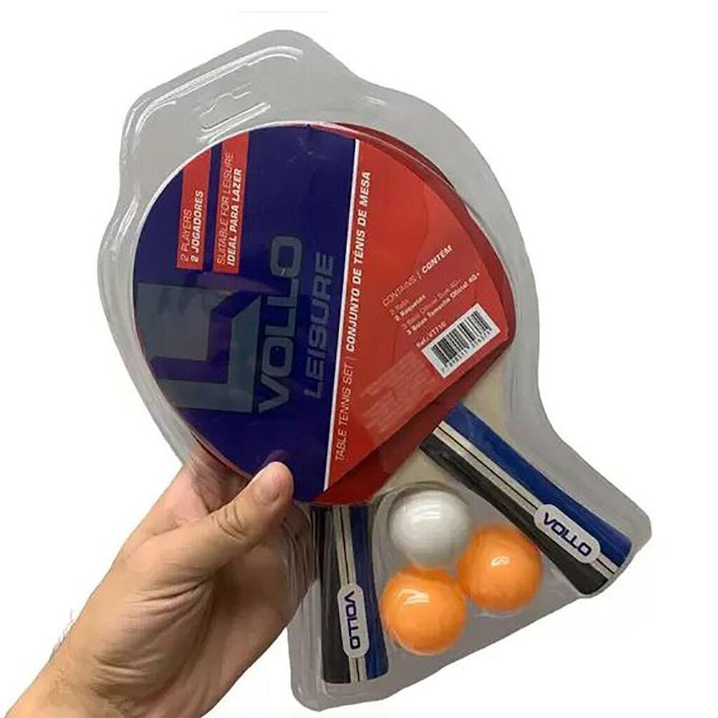 Kit Tênis De Mesa Vollo (2 Raquetes + 3 Bolinhas)