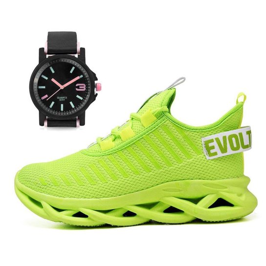 Kit Tênis Easy Style Feminino + Relógio Casual Leve Moderno - Verde Menor preço em Kit Tênis Easy Style Feminino + Relógio Casual Leve Moderno - Verde