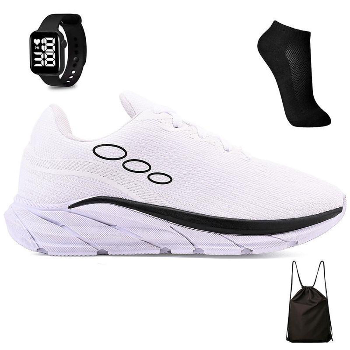 Kit Tênis Esportivo Academia + Mochila Bag + Meia + Relogio