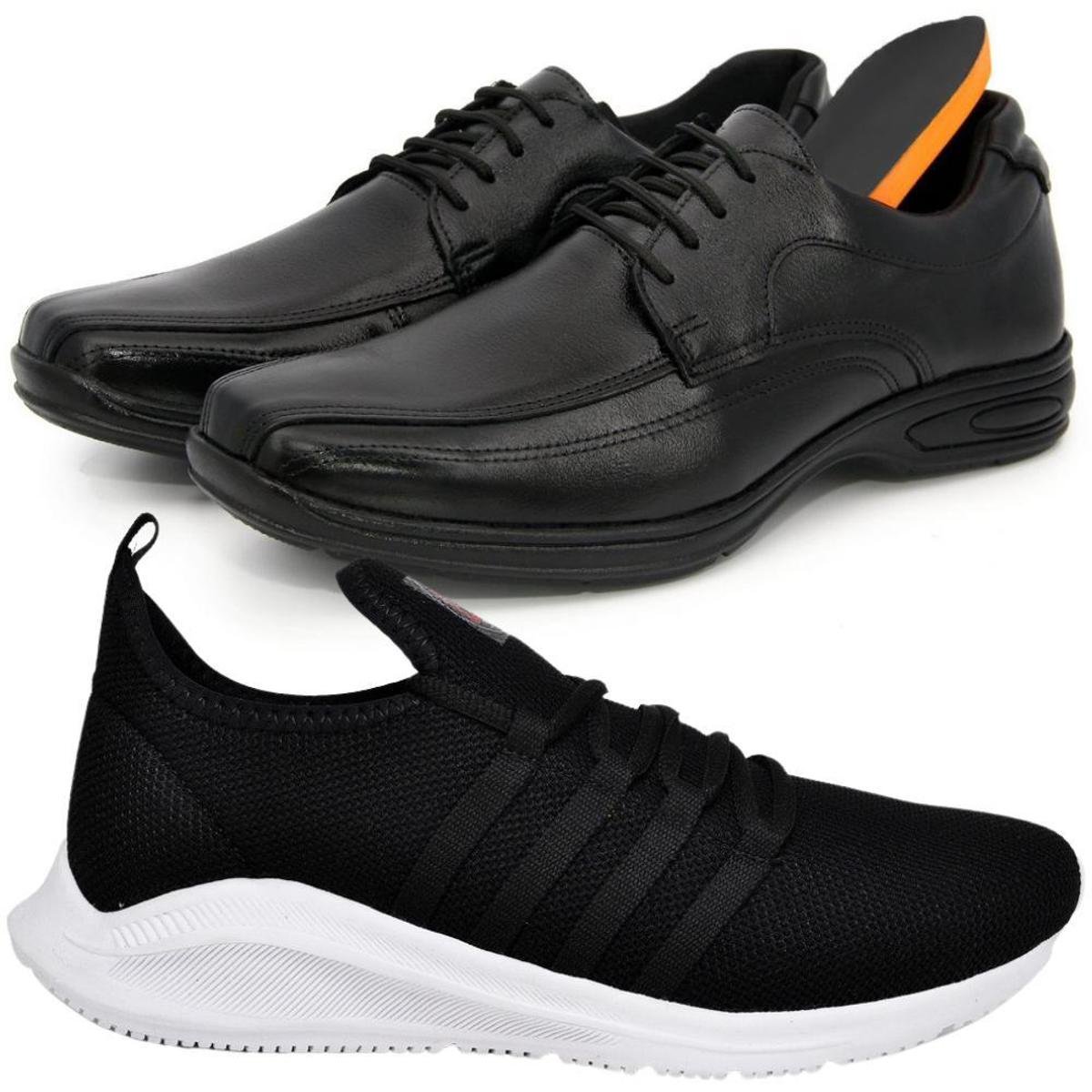 Kit Tênis Esportivo Academia + Sapato Couro Legitimo Confort Macio Menor preço em Kit Tênis Esportivo Academia + Sapato Couro Legitimo Confort Macio