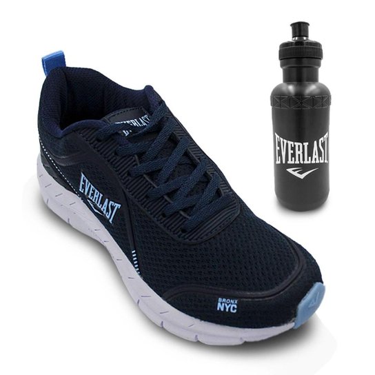 Kit Tênis Everlast Feminino Bunker Flow + Garrafa Squeeze Everlast - Marinho+Azul