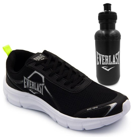 Kit Tênis Everlast Masculino Bunker 2 + Garrafa Squeeze Everlast - Preto+Amarelo Menor preço em Kit Tênis Everlast Masculino Bunker 2 + Garrafa Squeeze Everlast - Preto+Amarelo