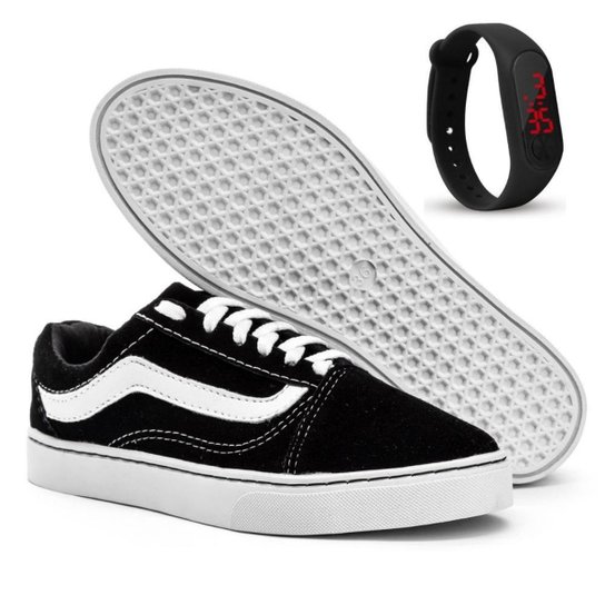 Kit Tênis Feminino Old Skate Clássico e Relógio Led - Preto é ruim? Kit Tênis Feminino Old Skate Clássico e Relógio Led - Preto é boa?