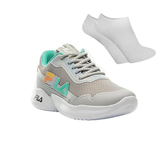 Kit Tênis Fila Split Infantil + Par de Meia - Cinza Menor preço em Kit Tênis Fila Split Infantil + Par de Meia - Cinza