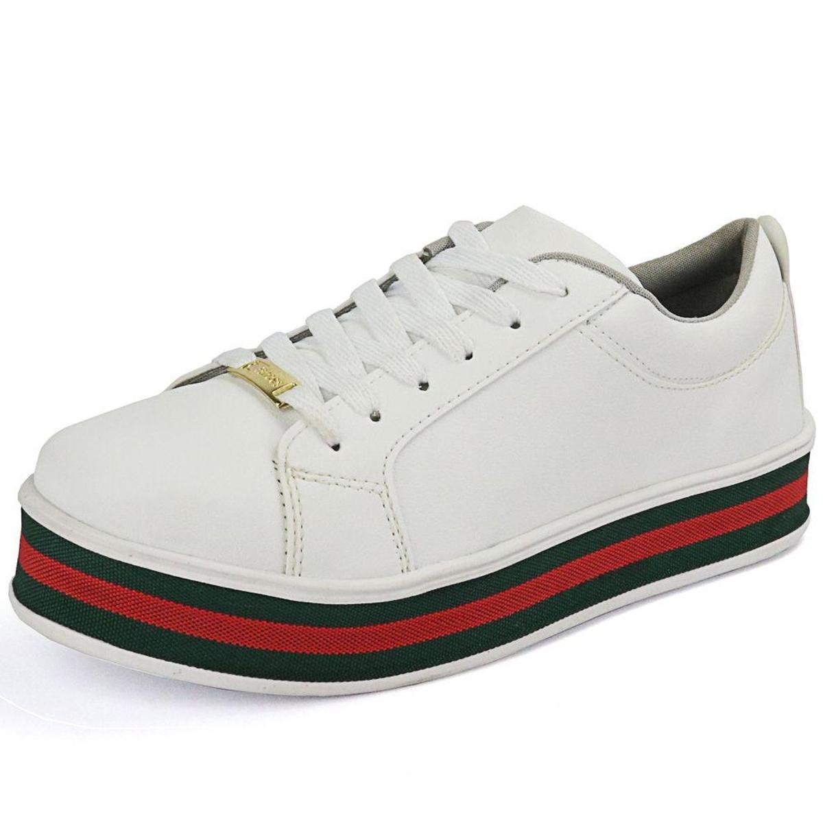 tênis couro flat platform sapatofran feminino