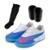 Kit Tênis Futsal Infantil Chuteira Criança Solado Costurado com Meião e Caneleira - Azul