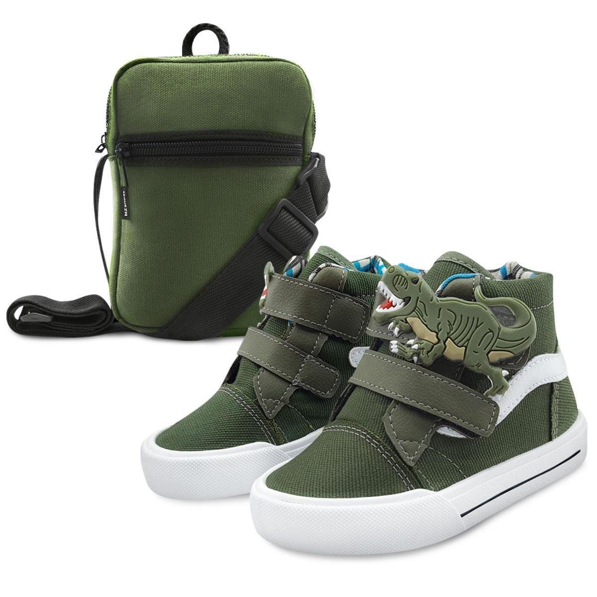Kit Tênis Infantil Mz Shoes Com Bolsa Shoulder Bag Menino Dinossauro Rex Menor preço em Kit Tênis Infantil Mz Shoes Com Bolsa Shoulder Bag Menino Dinossauro Rex