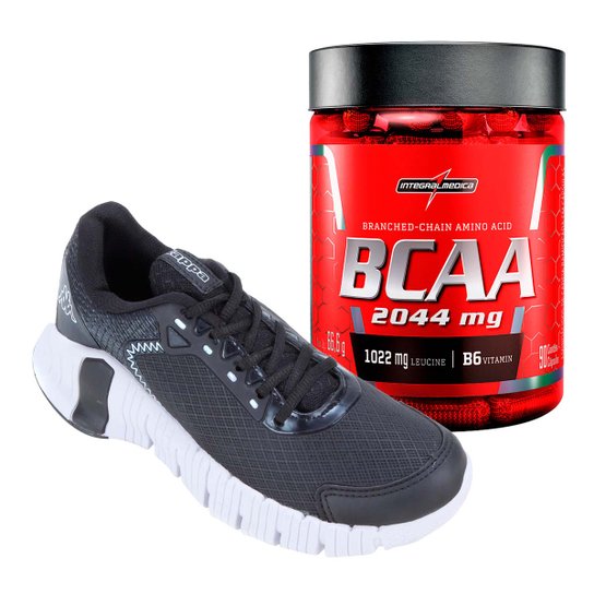 Kit Tênis Kappa Fit Masculino + BCAA - Preto Menor preço em Kit Tênis Kappa Fit Masculino + BCAA - Preto