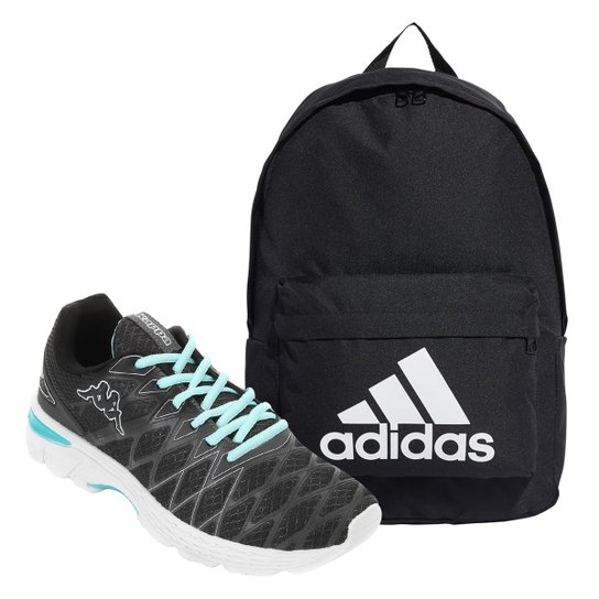 Kit Tênis Kappa Impact 2 Feminino + Mochila Adidas Classic - Grafite+Verde Limão Menor preço em Kit Tênis Kappa Impact 2 Feminino + Mochila Adidas Classic - Grafite+Verde Limão