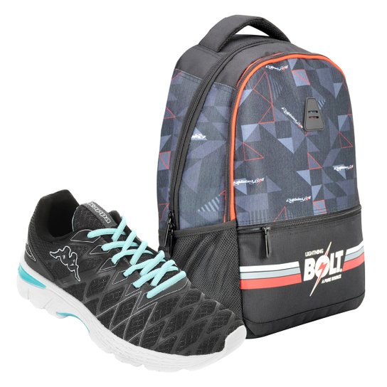 Kit Tênis Kappa Impact 2 Feminino + Mochila Holly Classic Ligttning Malibu - Grafite+Verde Limão Menor preço em Kit Tênis Kappa Impact 2 Feminino + Mochila Holly Classic Ligttning Malibu - Grafite+Verde Limão