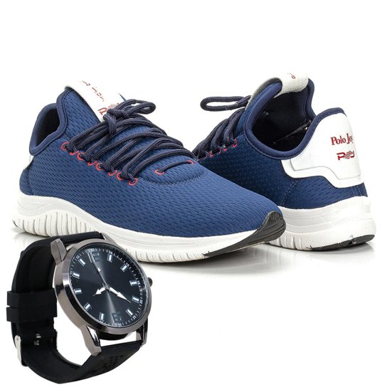 Kit Tênis Masculino Polo Joy Sport + Relógio - Azul Escuro Menor preço em Kit Tênis Masculino Polo Joy Sport + Relógio - Azul Escuro
