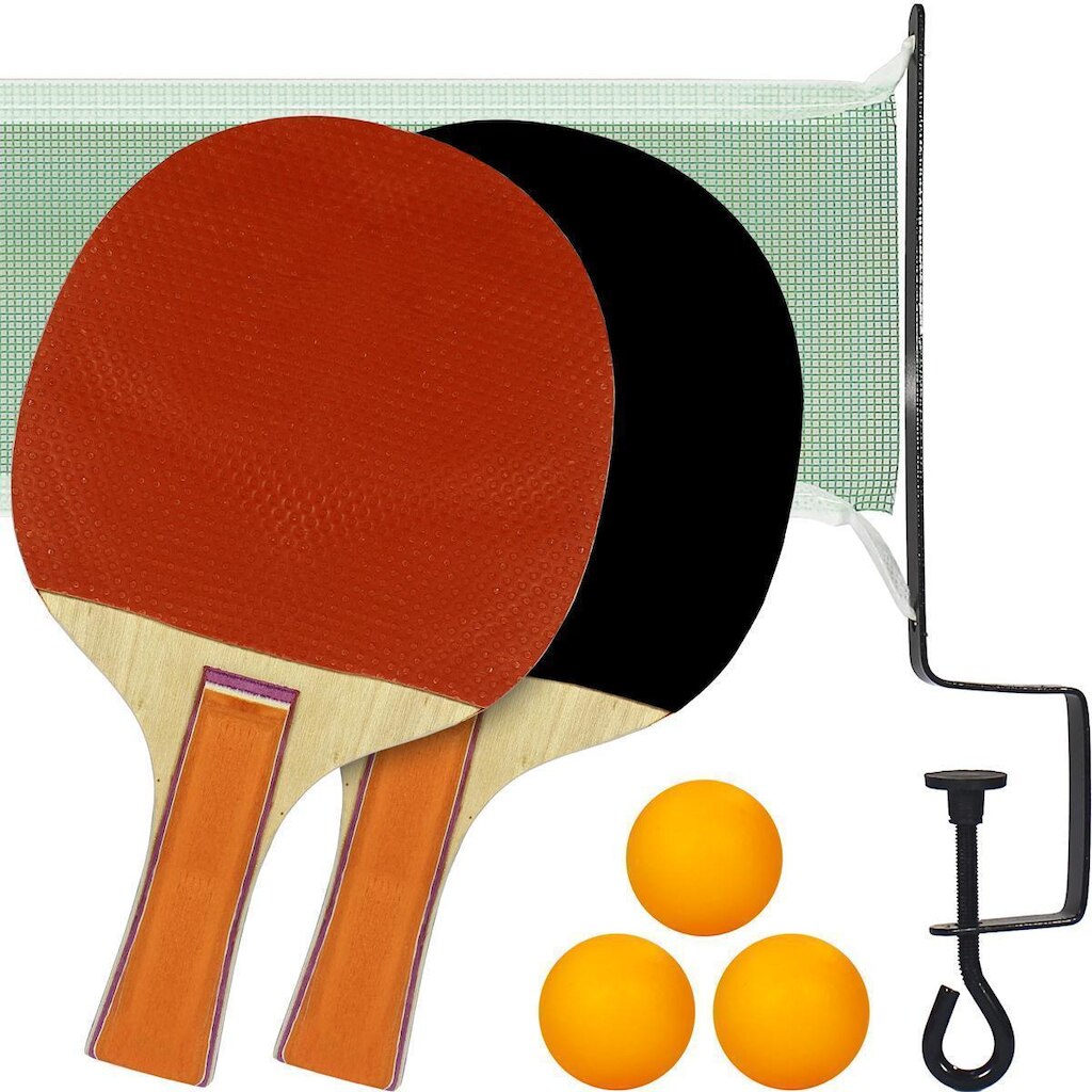 Kit Tênis Mesa Emborrachado 2 Raq +3 Bolas+Rede e Suporte Mbfit