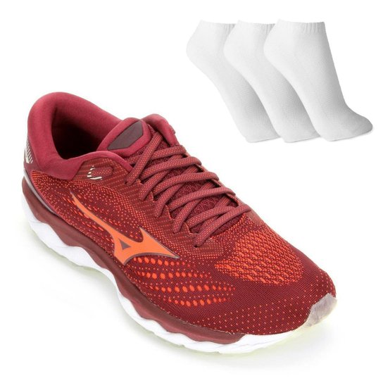 Kit Tenis Mizuno Wave Sky 3 Feminino + 3 Pares De Meia - Vermelho+Laranja é ruim? Kit Tenis Mizuno Wave Sky 3 Feminino + 3 Pares De Meia - Vermelho+Laranja é boa?