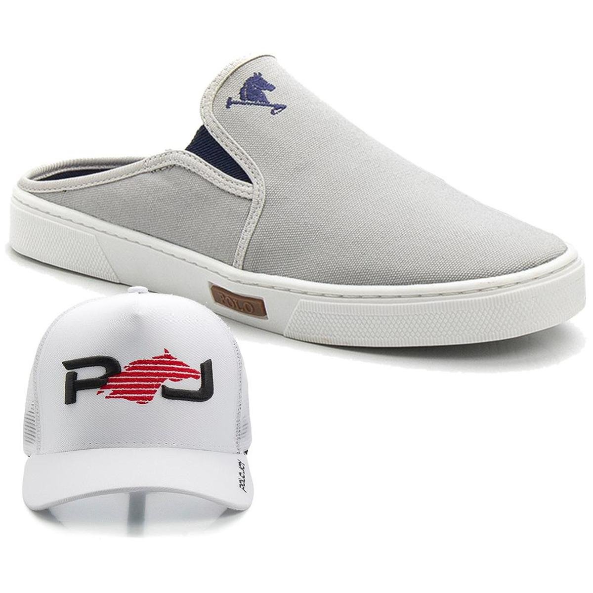 Kit Tênis Mule Polo Joy Com Boné Casual Masculino - Cinza Claro | Netshoes