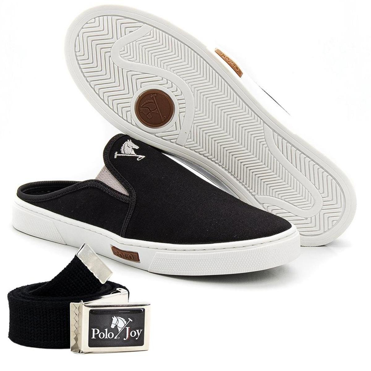 Kit Tênis Mule Polo Joy Com Cinto Casual Masculino - Preto | Netshoes