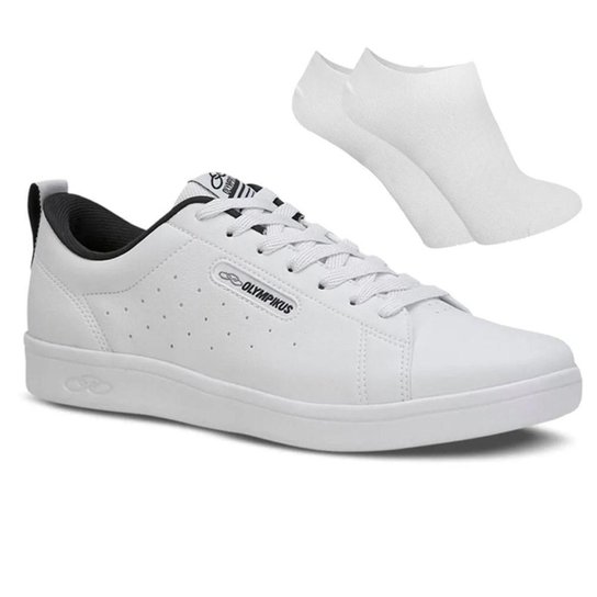 Kit Tênis Olympikus Only 2 Unissex + Par de Meia - Branco Menor preço em Kit Tênis Olympikus Only 2 Unissex + Par de Meia - Branco