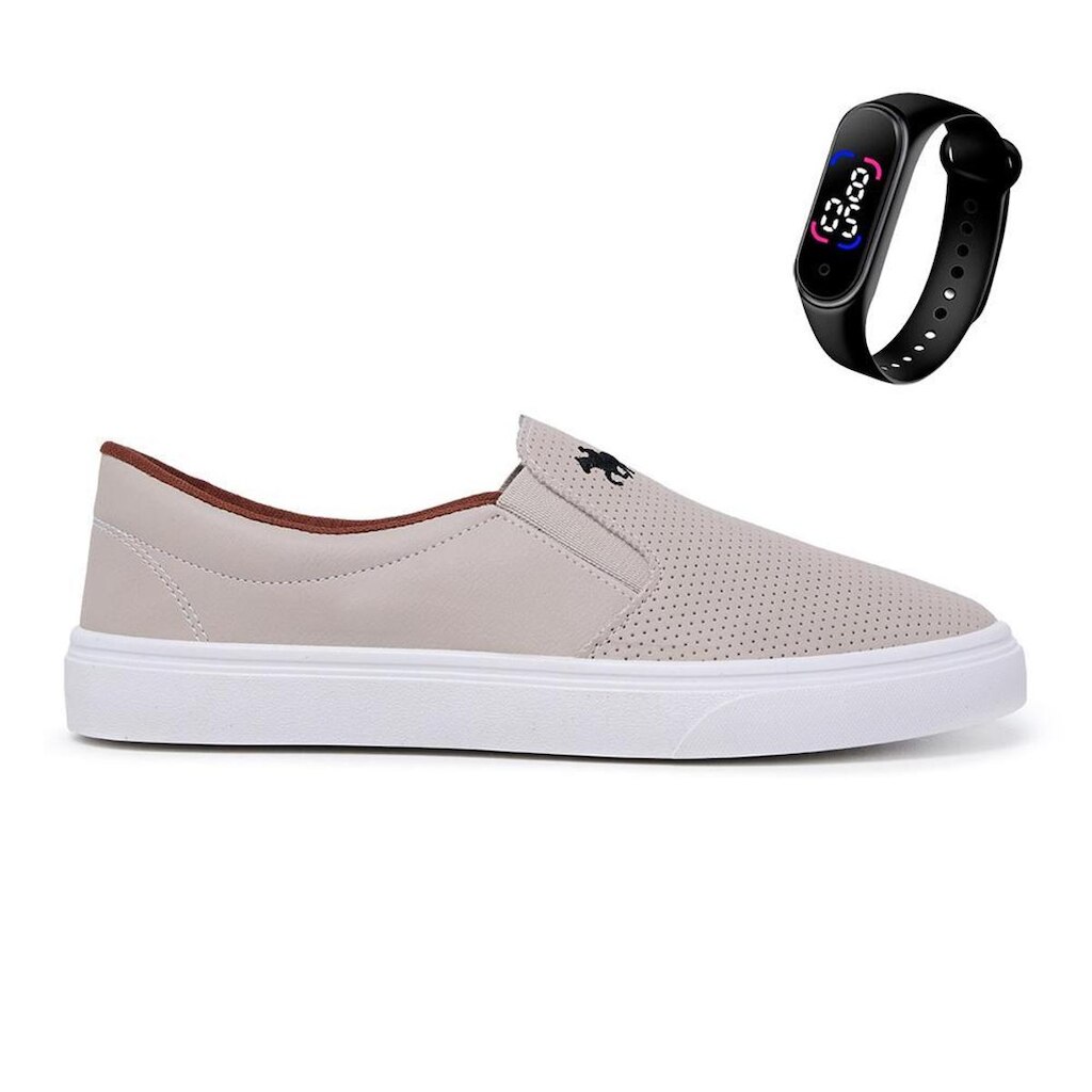 Kit Tênis Polo Slip On Iate Masculino + Relógio Digital Touch
