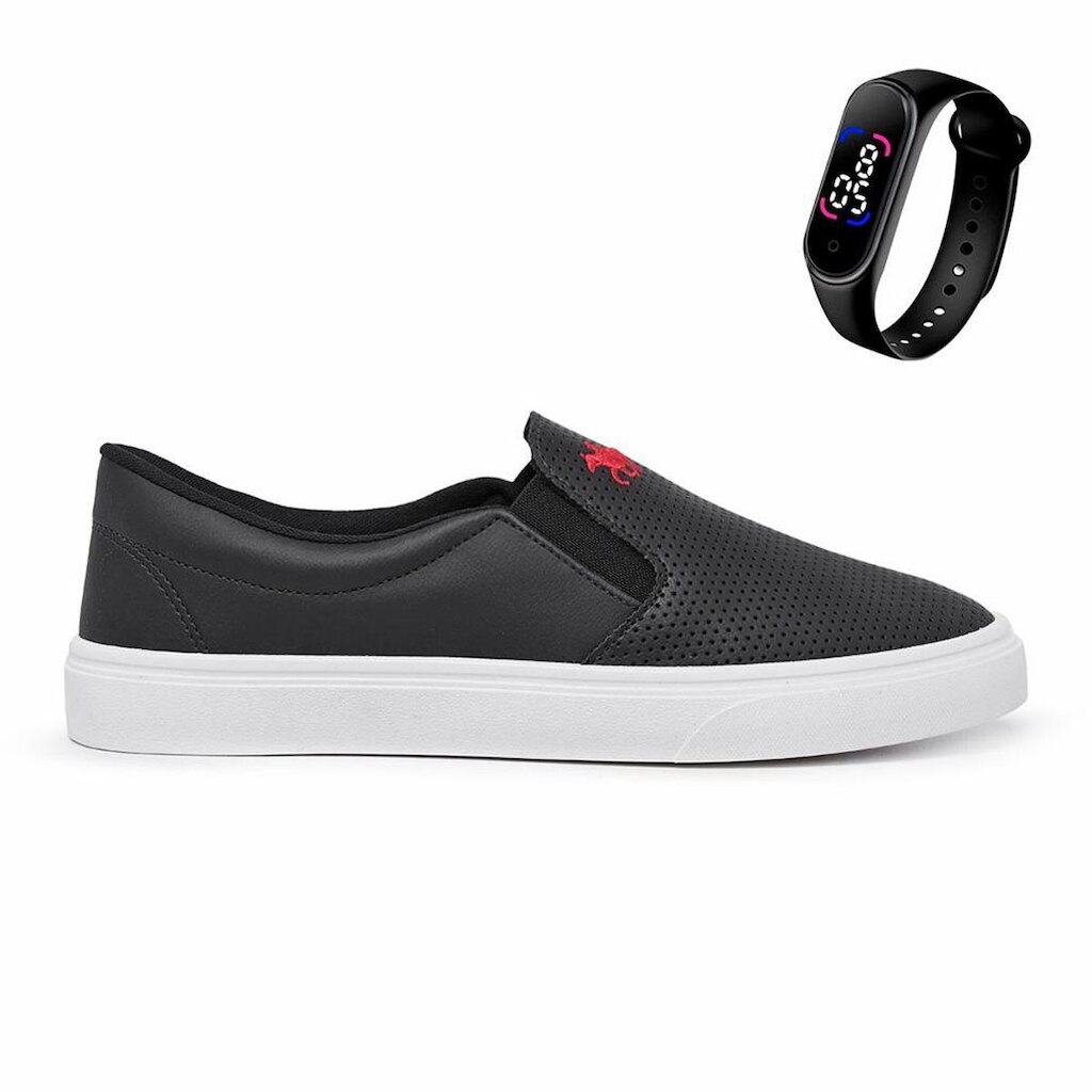 Kit Tênis Polo Slip On Iate Masculino + Relógio Digital Touch
