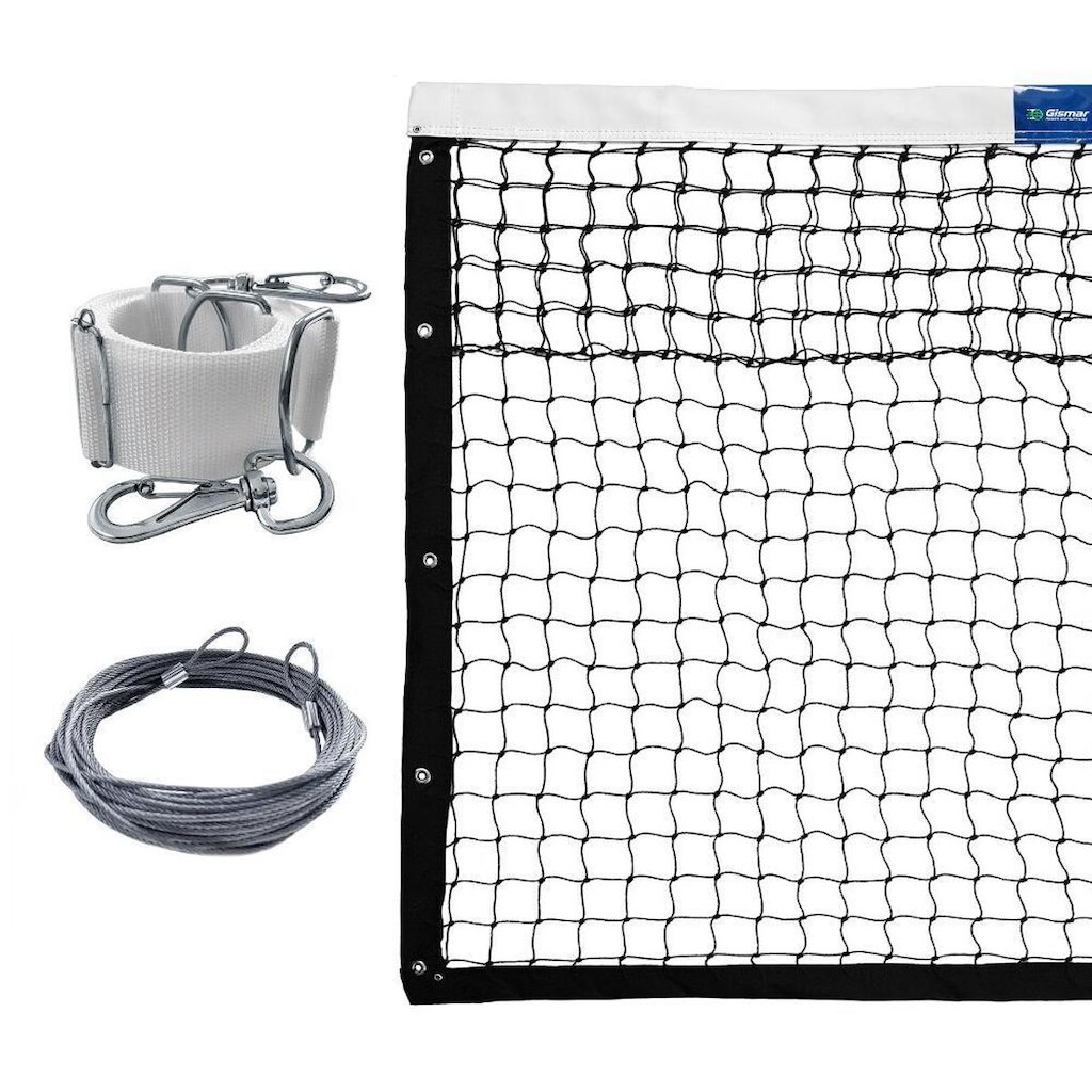 Kit Tênis - Rede Saque Duplo + Cabo de Aço + Faixa Central