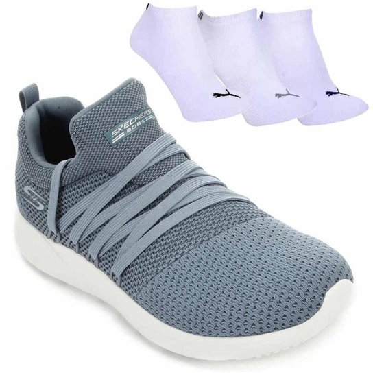 Kit Tênis Skechers Bobs Sparrow Sneaker Club + 3 pares de meia - Azul+Branco Menor preço em Kit Tênis Skechers Bobs Sparrow Sneaker Club + 3 pares de meia - Azul+Branco