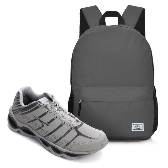 Kit Tênis Tryon Nikko Masculino + Mochila Switz Básica 2.0 - Cinza+Chumbo Menor preço em Kit Tênis Tryon Nikko Masculino + Mochila Switz Básica 2.0 - Cinza+Chumbo