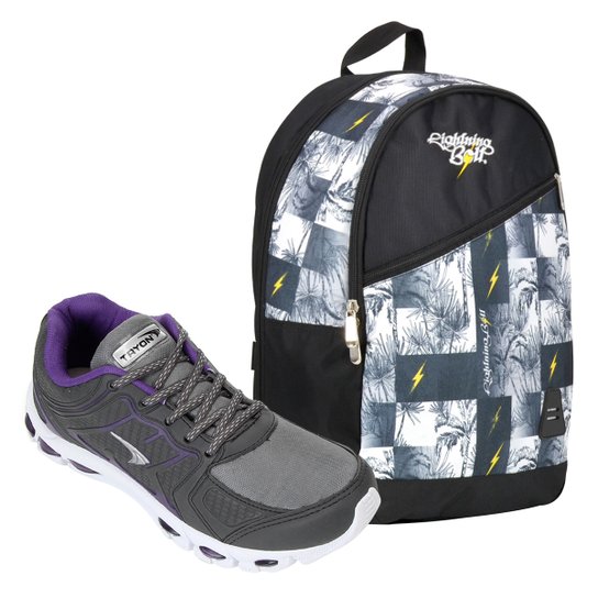 Kit Tênis Tryon Tauri Feminino + Mochila Holly Classic Bolt Kawai - Grafite Menor preço em Kit Tênis Tryon Tauri Feminino + Mochila Holly Classic Bolt Kawai - Grafite