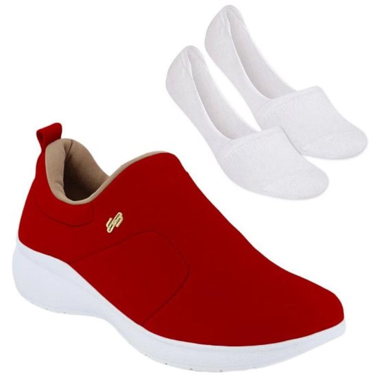 Netshoes Tenis Usaflex Feminino Vermelho Kit Tênis Usaflex Slip On