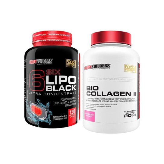 KIT - Termogênico 6 Six Lipo Black 120g + Colágeno 200g - BodyBuilders Menor preço em KIT - Termogênico 6 Six Lipo Black 120g + Colágeno 200g - BodyBuilders