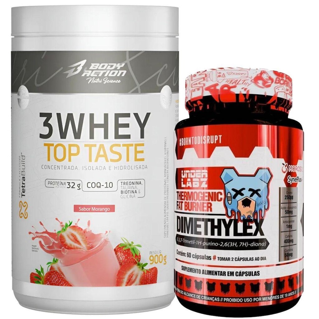 Kit Termogênico Dimethylex + Whey Protein 3W Body Action