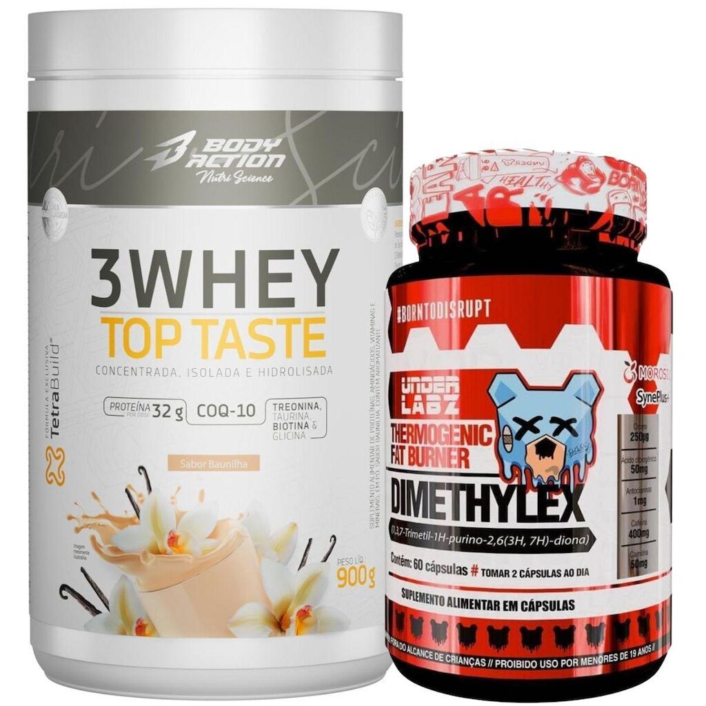 Kit Termogênico Dimethylex + Whey Protein 3W Body Action