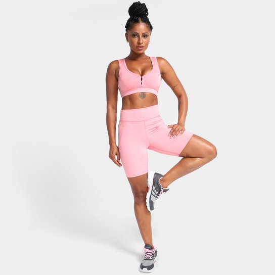 Kit Top Com Bojo Gonew Workout + Bermuda Gonew Workout - Rosa Menor preço em Kit Top Com Bojo Gonew Workout + Bermuda Gonew Workout - Rosa