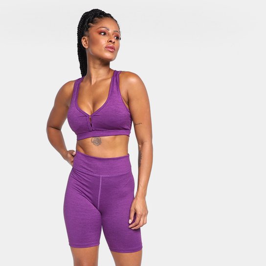 Kit Top Com Bojo Gonew Workout + Bermuda Gonew Workout - Roxo Menor preço em Kit Top Com Bojo Gonew Workout + Bermuda Gonew Workout - Roxo