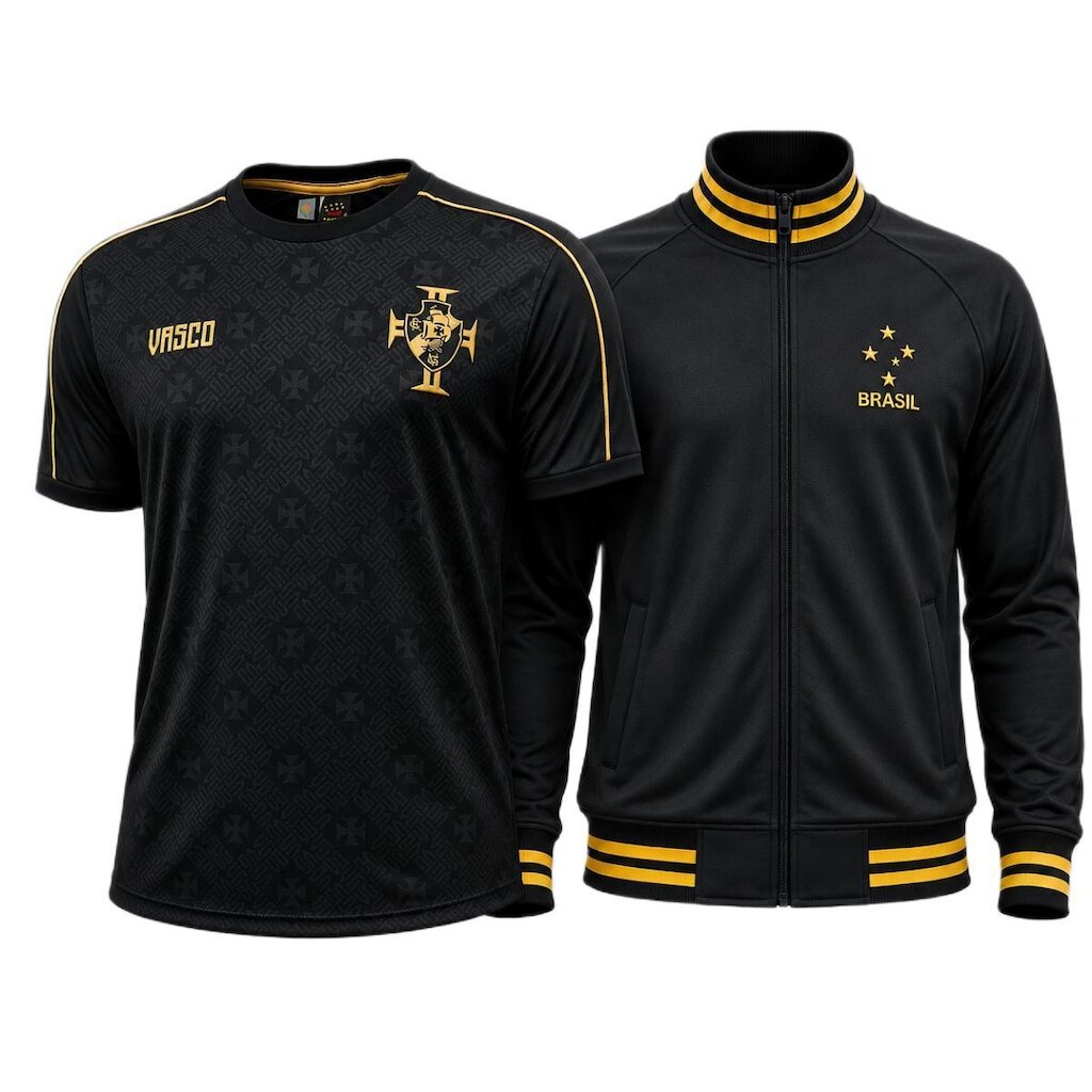Kit Torcedor Jaqueta Brasil + Camisa Vasco Gold - Masculino