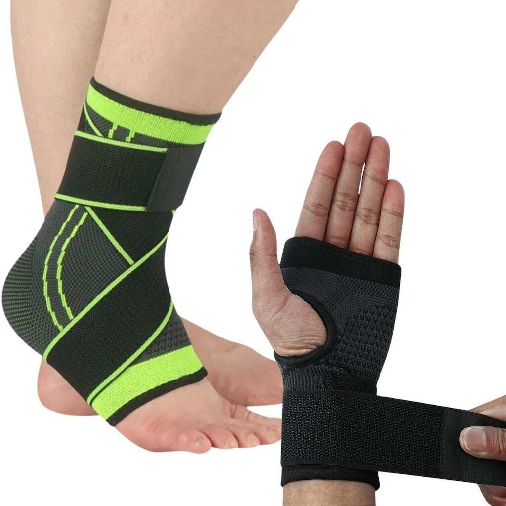 Kit Tornozeleira + Munhequeira Com Faixa Ajustável
