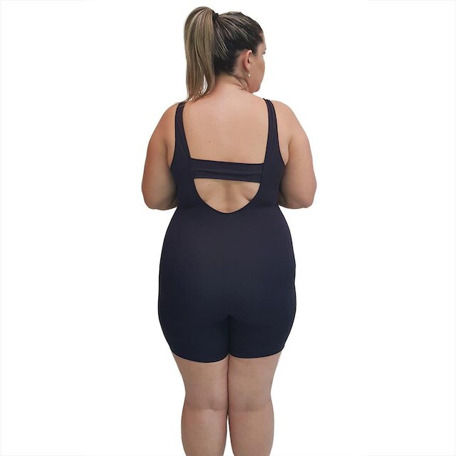 Kit Touca e Macaquinho Natação Plus Size com Sustentação Light Preto com Detalhe em Marsala