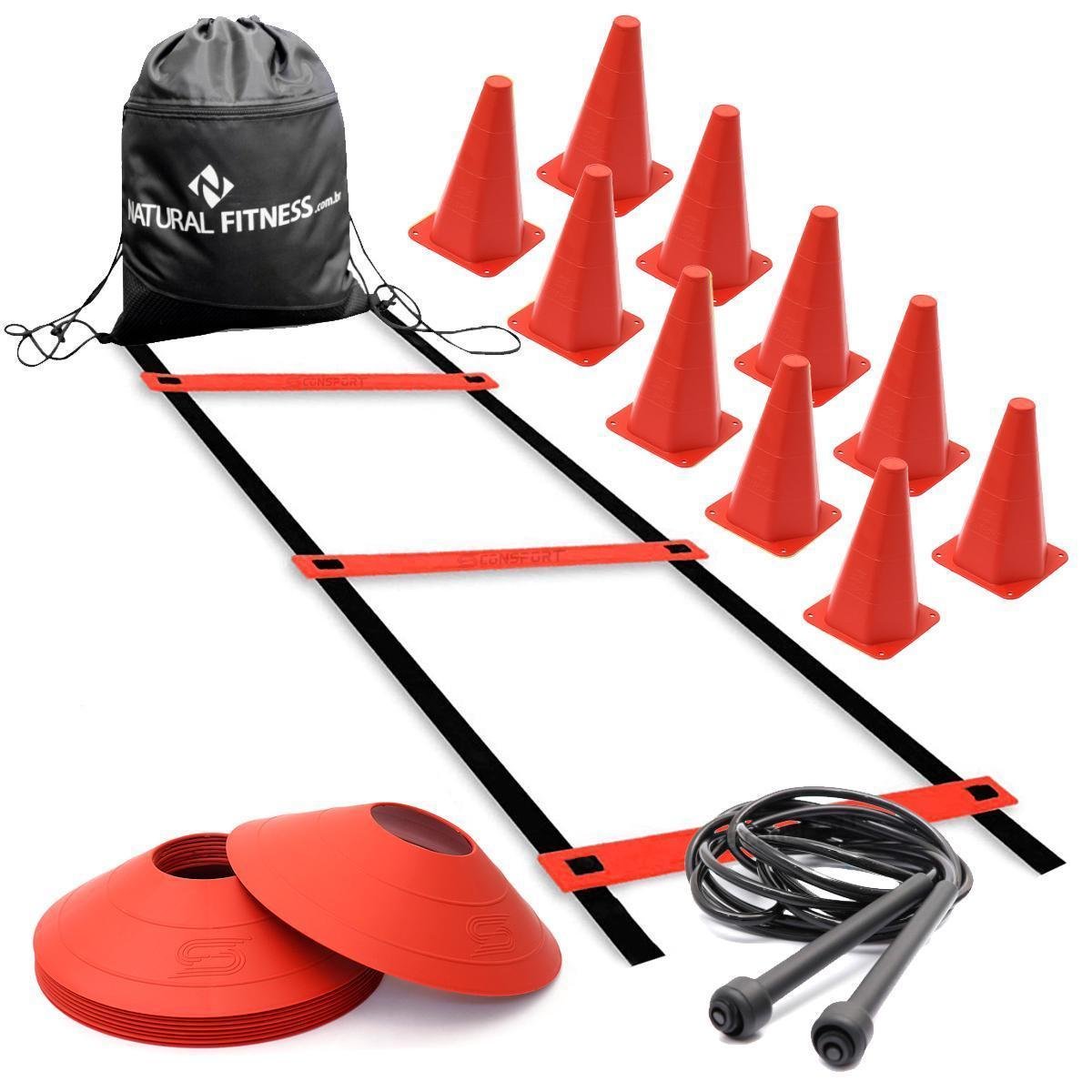 Kit Treino Futebol de Agilidade Funcional Escada Corda